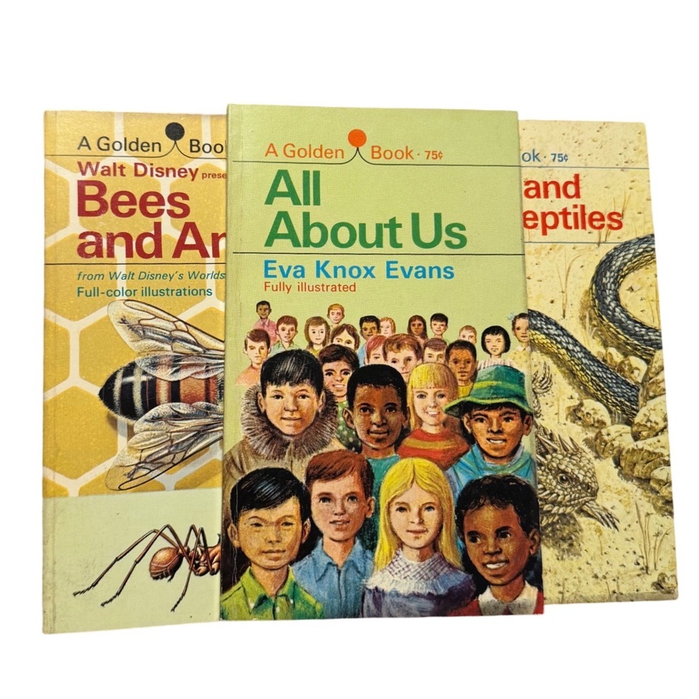 Golden Books Vtg Paperback Lot Bees Ants Snakes All About‎ Us 1960s 3pc Set